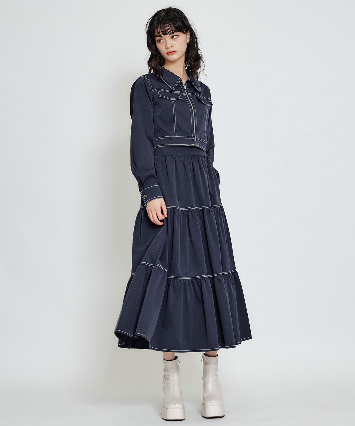 REDYAZEL「バイカラーステッチショートジャケット」|その他|