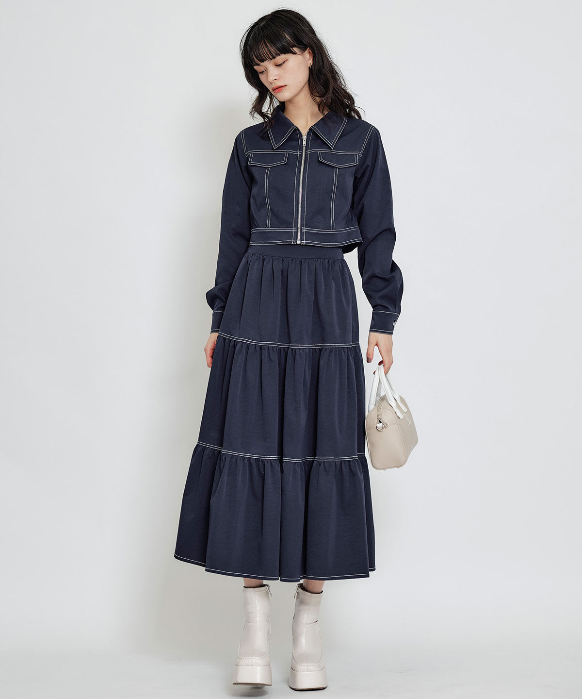 REDYAZEL「バイカラーステッチショートジャケット」|その他|