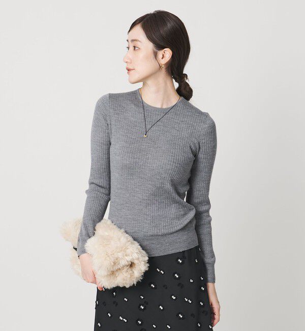 UNITED ARROWS「リブ クルーネック ニット」|ニット・セーター|