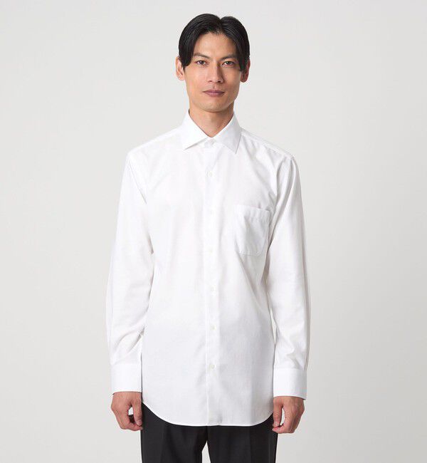 UNITED ARROWS green label relaxing「コットン ヘリンボーン ワイドカラー ドレスシャツ -形態安定-」|シャツ・ブラウス|