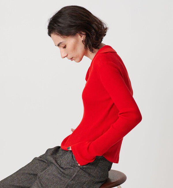 BEAUTY&YOUTH UNITED ARROWS「コットンリブ オープンカラーニット ウォッシャブル」|ニット・セーター|