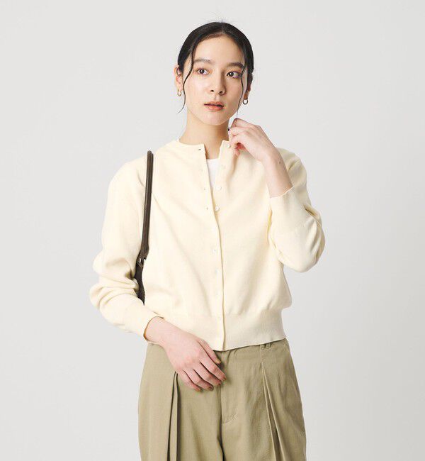 BEAUTY&YOUTH UNITED ARROWS「コットンブレンド コンパクトクルーネック カーディガン ウォッシャブル」|カーディガン|OFF WHITE