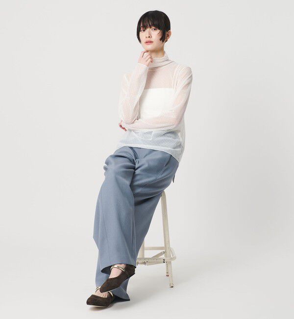 BEAUTY&YOUTH UNITED ARROWS「【WEB限定 Wardrobe DAILY MINIMAL】ドット チュールタートルネックプルオーバー ウォッシャブル」|Tシャツ・カットソー|