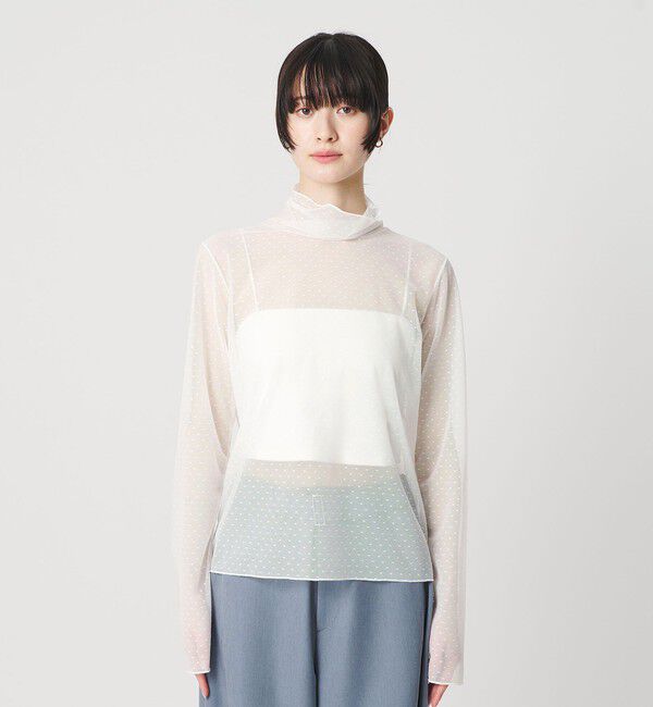 BEAUTY&YOUTH UNITED ARROWS「【WEB限定 Wardrobe DAILY MINIMAL】ドット チュールタートルネックプルオーバー ウォッシャブル」|Tシャツ・カットソー|