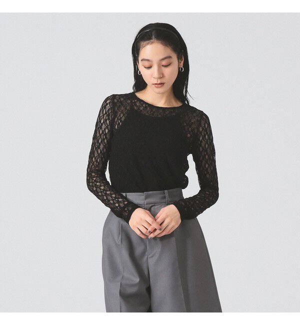 Ray BEAMS 「ストレッチレース クルーネック Tシャツ」|Tシャツ・カットソー|