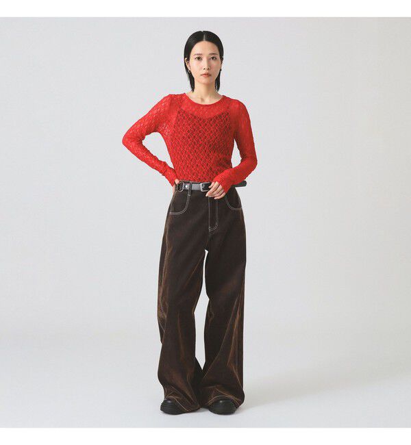 Ray BEAMS 「ストレッチレース クルーネック Tシャツ」|Tシャツ・カットソー|