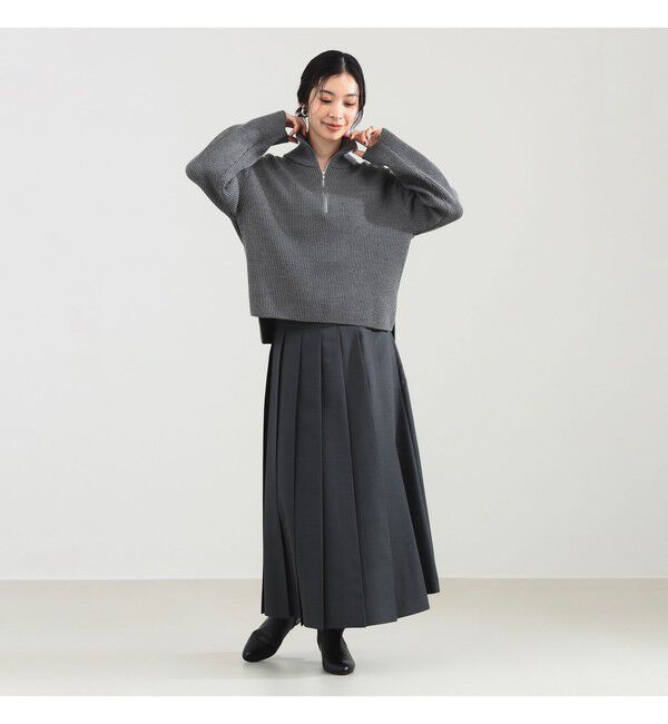 Demi-Luxe BEAMS 「BATONER / ウール リブ ハーフジップ ニット」|ニット・セーター|