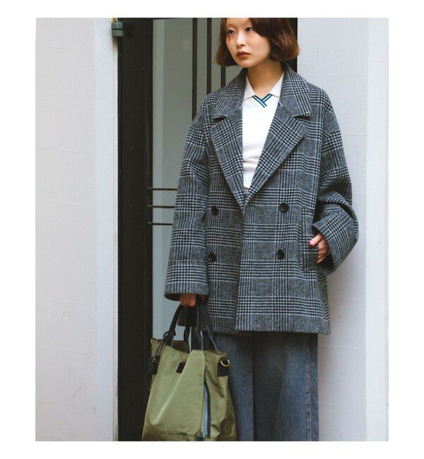 Ray BEAMS 「チェック ビーバー ダブル ハーフコート」|ダッフルコート|