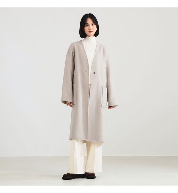 Demi-Luxe BEAMS 「リバー Vネック ロングコート」|ダッフルコート|