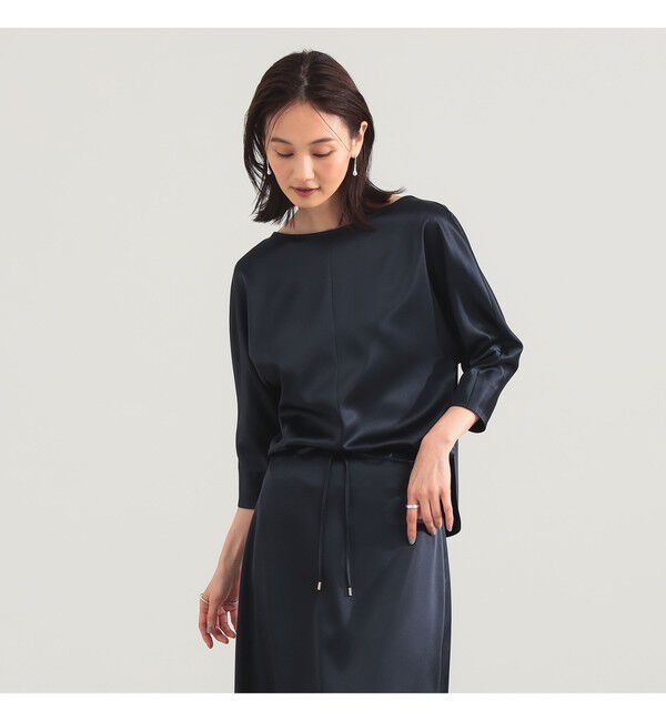 Demi-Luxe BEAMS 「トリアセ ポリエステル フラットサテン ブラウス」|シャツ・ブラウス|NAVY