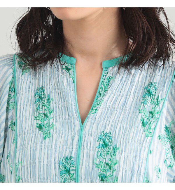 Demi-Luxe BEAMS 「ne Quittez pas / コットンジャカード リリープリント シャーリング ワンピース」|ワンピース|