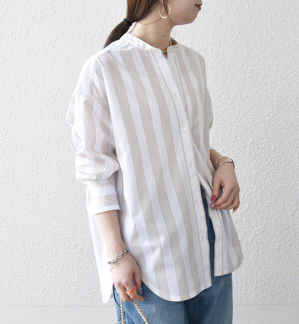 SHIPS any「SHIPS any:〈洗濯機可能〉REPREVE バンド カラー シャツ」|シャツ・ブラウス|