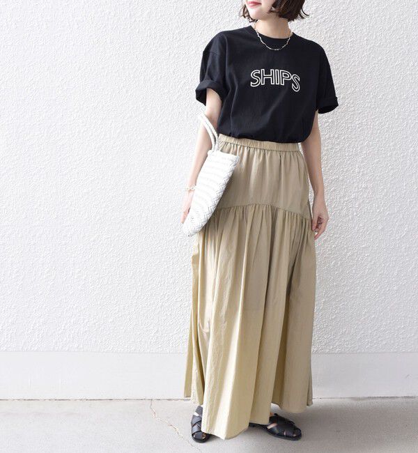 SHIPS for women「《一部追加予約》【WEB限定】 SHIPS ラウンド プリント ロゴ TEE」|Tシャツ・カットソー|