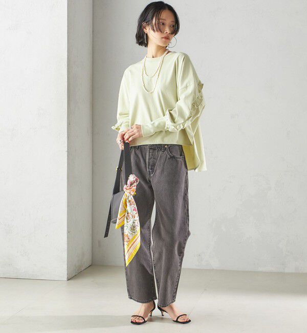 SHIPS for women「〈洗濯機可能〉ロング リブ スリーブ フリル カットソー」|Tシャツ・カットソー|