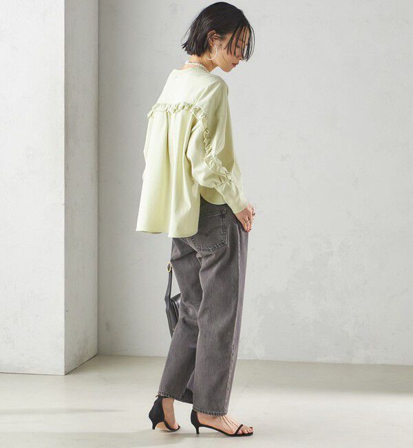 SHIPS for women「〈洗濯機可能〉ロング リブ スリーブ フリル カットソー」|Tシャツ・カットソー|