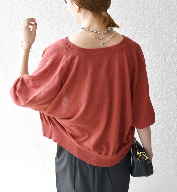 SHIPS any「SHIPS any:〈手洗い可能〉リネン ミックス ワイド パフ クルーネック シアー カーディガン」|カーディガン|