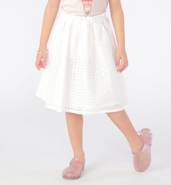 SHIPS KIDS「SHIPS KIDS:100～130cm / レース ギャザー スカート」|スカート|ホワイト