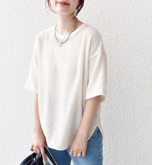 SHIPS for women「〈手洗い可能〉ランダム ブルーゼ ショート スリーブ プルオーバー」|Tシャツ・カットソー|