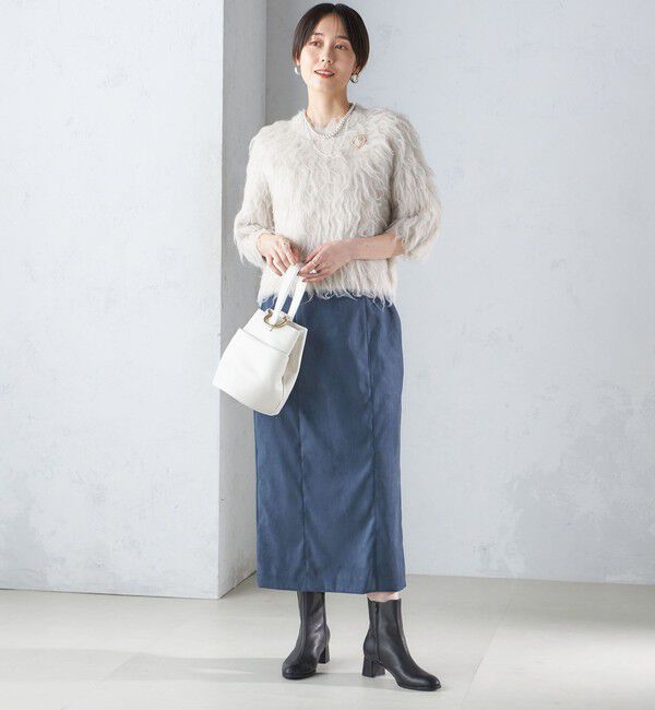 SHIPS for women「〈手洗い可能〉フェイク スエード (ポリエステル) タイト スカート」|タイト|