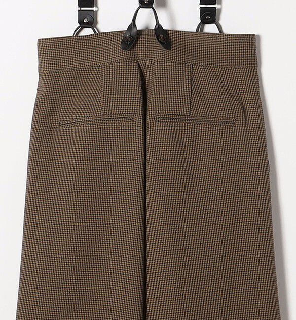 quaranciel「quaranciel:〈洗濯機可能〉チェック サスペンダー付 タック ワイド パンツ」|スラックス|