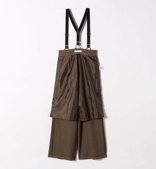 quaranciel「quaranciel:〈洗濯機可能〉チェック サスペンダー付 タック ワイド パンツ」|スラックス|