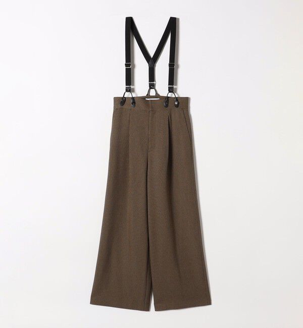 quaranciel「quaranciel:〈洗濯機可能〉チェック サスペンダー付 タック ワイド パンツ」|スラックス|
