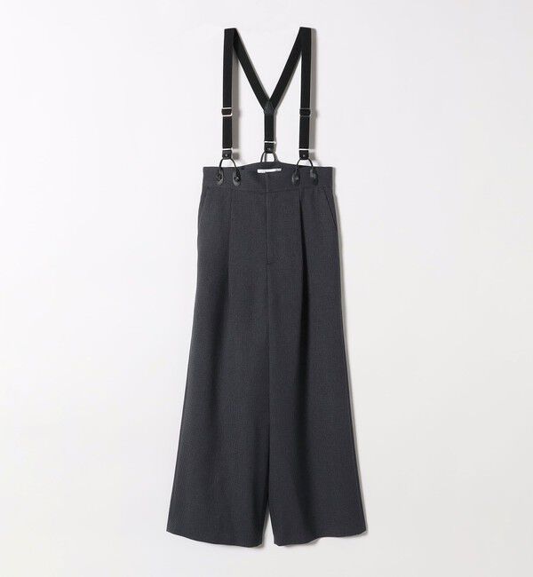 quaranciel「quaranciel:〈洗濯機可能〉チェック サスペンダー付 タック ワイド パンツ」|スラックス|