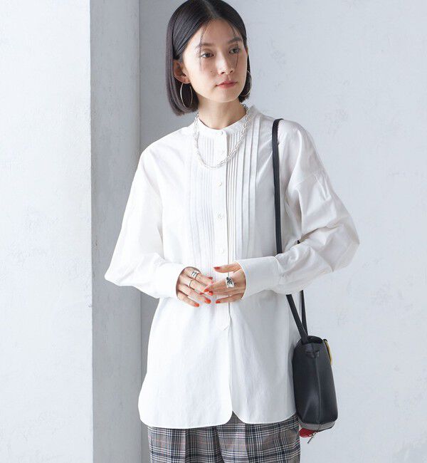 SHIPS for women「〈洗濯機可能〉ピンタック バンド カラー シャツ」|シャツ・ブラウス|