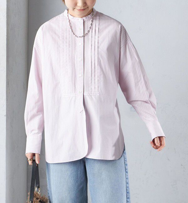 SHIPS for women「〈洗濯機可能〉ピンタック バンド カラー シャツ」|シャツ・ブラウス|