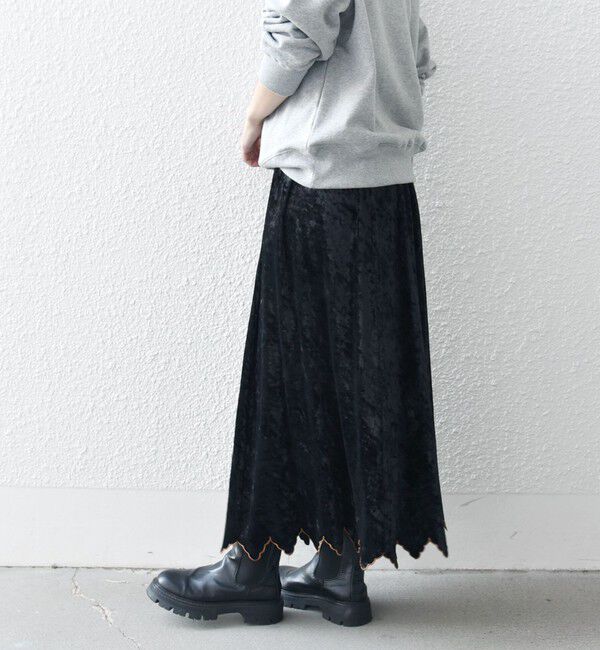 SHIPS any「bon_meur:〈手洗い可能〉クラッシュ ベロア シャーリング 2WAY スカート」|フレア|