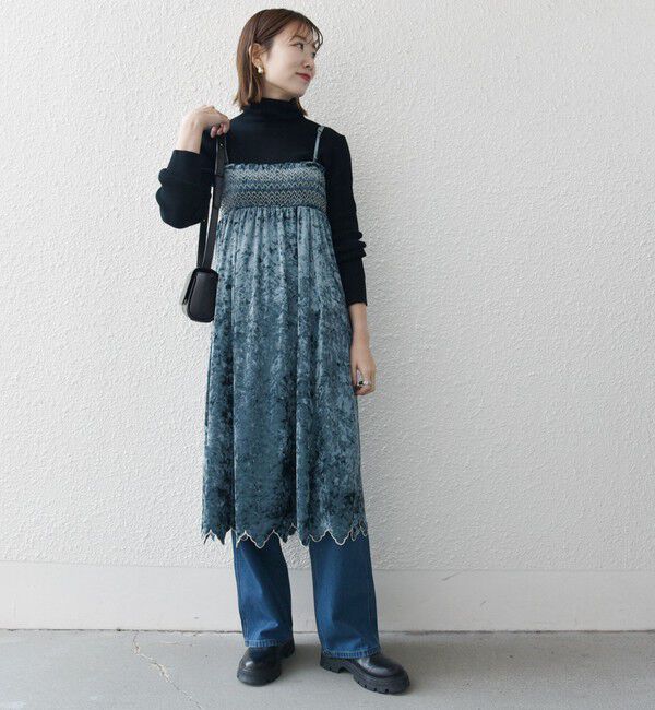 SHIPS any「bon_meur:〈手洗い可能〉クラッシュ ベロア シャーリング 2WAY スカート」|フレア|