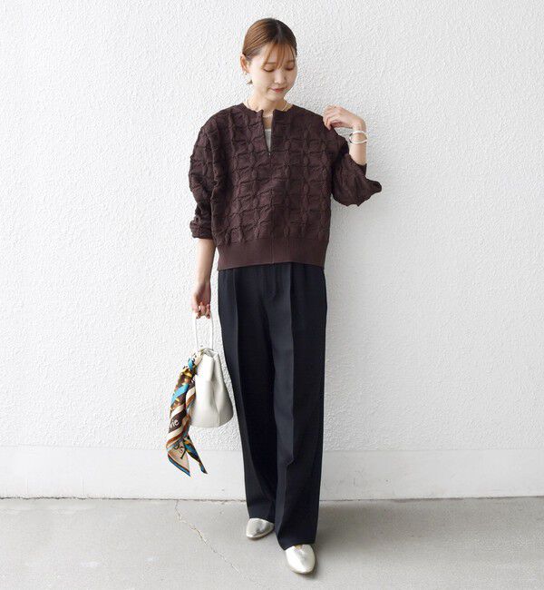 SHIPS for women「【WEB限定】〈洗濯機可能〉2WAY フラワー ジャカード ハーフ ジップ プルオーバー」|ニット・セーター|