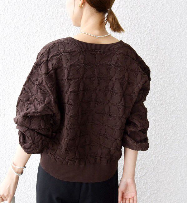 SHIPS for women「【WEB限定】〈洗濯機可能〉2WAY フラワー ジャカード ハーフ ジップ プルオーバー」|ニット・セーター|