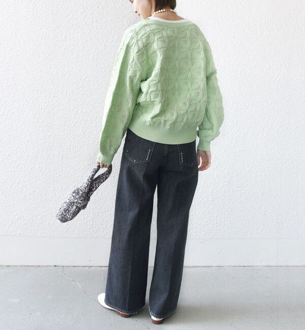 SHIPS for women「【WEB限定】〈洗濯機可能〉2WAY フラワー ジャカード ハーフ ジップ プルオーバー」|ニット・セーター|