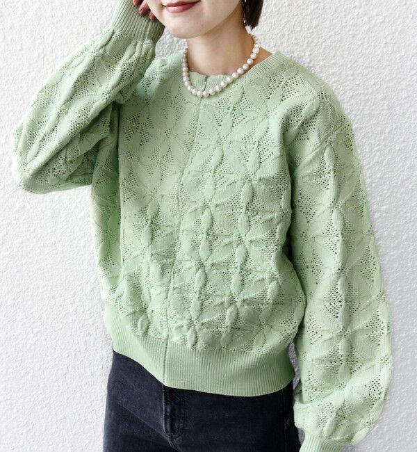 SHIPS for women「【WEB限定】〈洗濯機可能〉2WAY フラワー ジャカード ハーフ ジップ プルオーバー」|ニット・セーター|