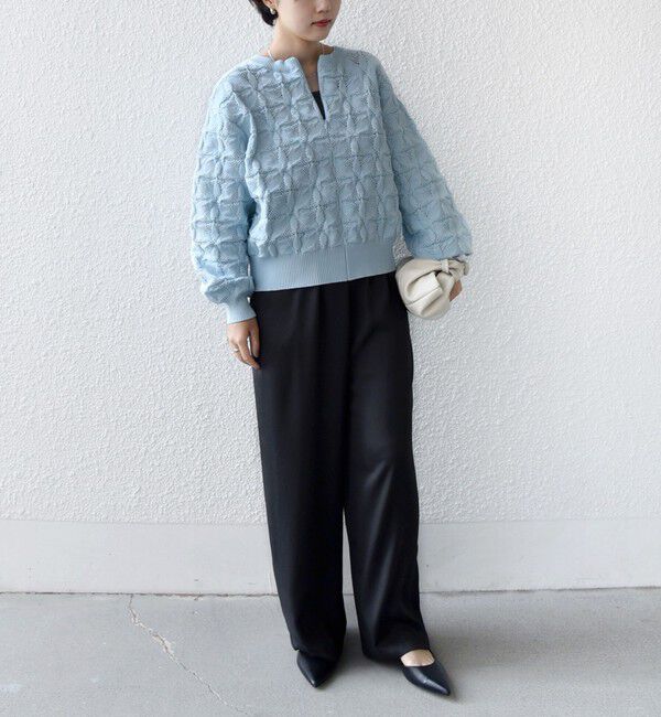 SHIPS for women「【WEB限定】〈洗濯機可能〉2WAY フラワー ジャカード ハーフ ジップ プルオーバー」|ニット・セーター|