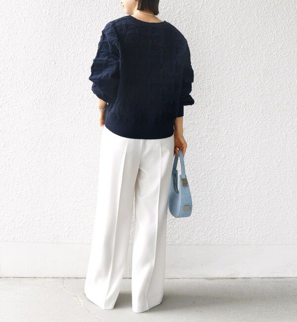 SHIPS for women「【WEB限定】〈洗濯機可能〉2WAY フラワー ジャカード ハーフ ジップ プルオーバー」|ニット・セーター|