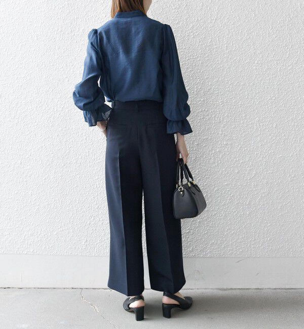 SHIPS any「SHIPS any:〈手洗い可能〉シアー フリル バンドカラー シャツ ブラウス」|シャツ・ブラウス|