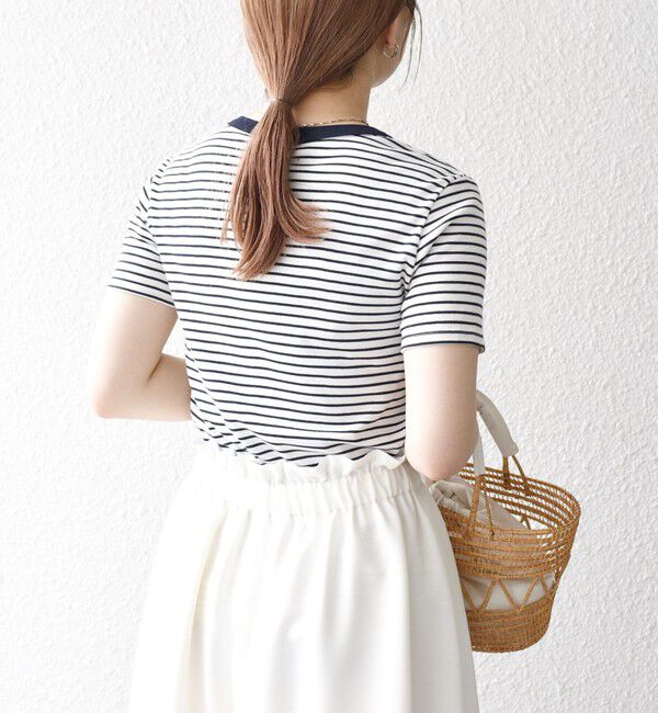 SHIPS any「【SHIPS any別注】PETIT BATEAU: ロゴ プリント コンパクト ボーダー TEE 25SS」|Tシャツ・カットソー|