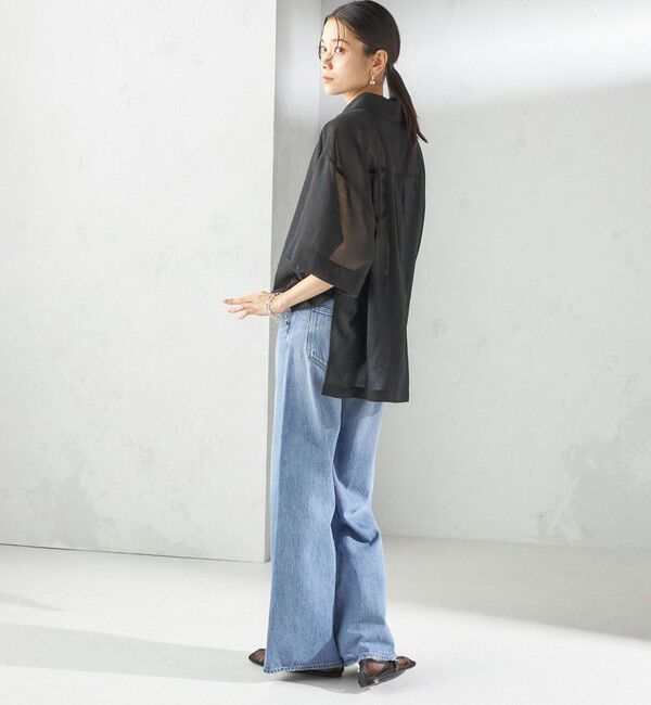 SHIPS for women「〈手洗い可能〉麻調 メッシュ 半袖 ビッグ シャツ」|シャツ・ブラウス|