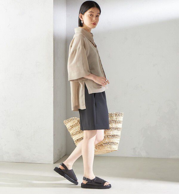 SHIPS for women「〈手洗い可能〉麻調 メッシュ 半袖 ビッグ シャツ」|シャツ・ブラウス|