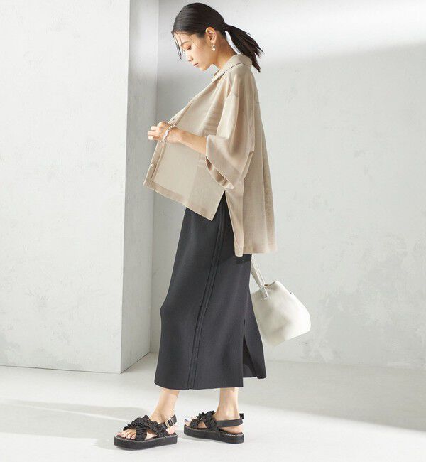 SHIPS for women「〈手洗い可能〉麻調 メッシュ 半袖 ビッグ シャツ」|シャツ・ブラウス|