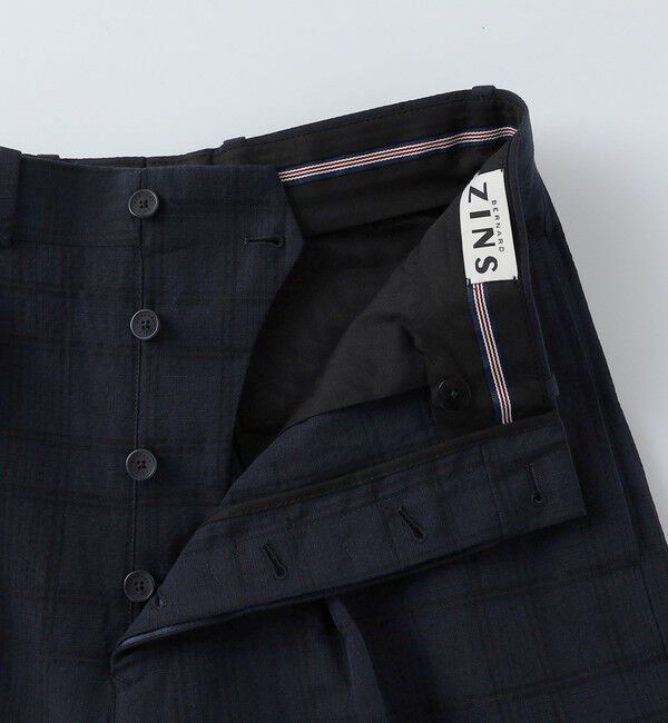SHIPS「BERNARD ZINS: WALLIS コットン/リネン チェック スラックス」|スラックス|