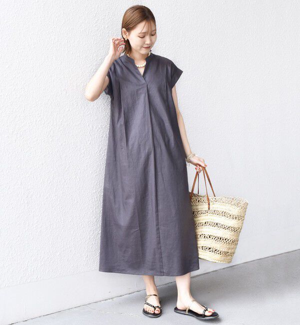SHIPS for women「《予約》【WEB限定】〈手洗い可能〉リネン レーヨン コーティング ワンピース」|ワンピース|