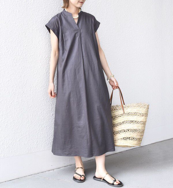 SHIPS for women「《予約》【WEB限定】〈手洗い可能〉リネン レーヨン コーティング ワンピース」|ワンピース|