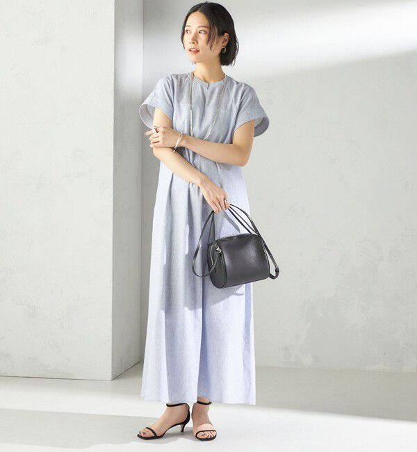 SHIPS for women「〈接触冷感・手洗い可能〉麻混 シャンブレー フレア ワンピース」|ワンピース|