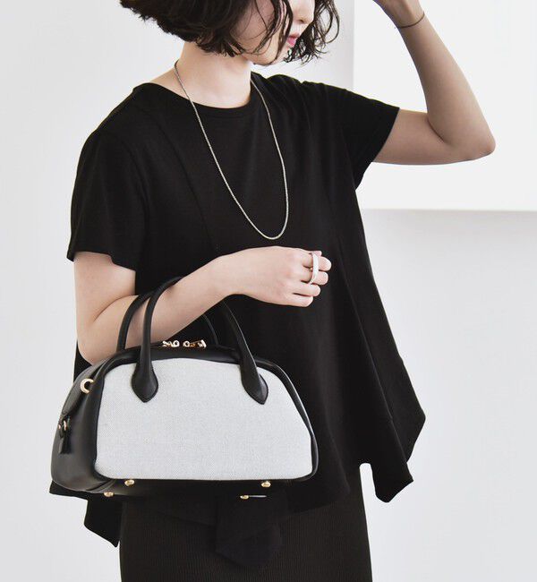 quaranciel「quaranciel:〈手洗い可能〉ハンカチーフヘム フレア クルーネック TEE」|Tシャツ・カットソー|ブラック