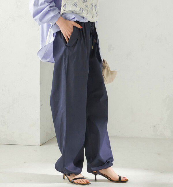 SHIPS for women「〈手洗い可 / 撥水加工〉サイド ポケット 裾 ドロスト パンツ」|その他|ネイビー