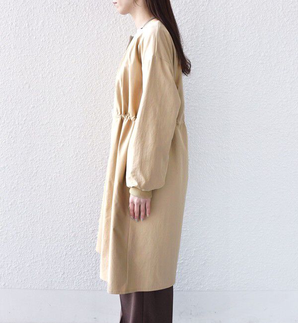 SHIPS Colors 「SHIPS Colors:〈手洗い可能〉ツイル ノーカラー タック コート◇」|ノーカラーコート|