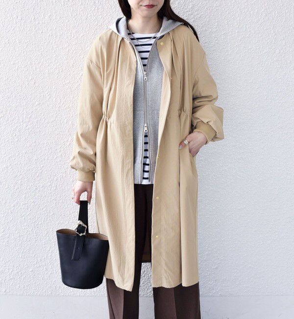 SHIPS Colors 「SHIPS Colors:〈手洗い可能〉ツイル ノーカラー タック コート◇」|ノーカラーコート|